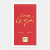Weihnachtsrot goldenes Geschäft-Logo Serviette (Vorderseite)