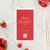 Weihnachtsrot goldenes Geschäft-Logo Serviette (Beispiel)