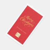 Weihnachtsrot goldenes Geschäft-Logo Serviette (Ecke)
