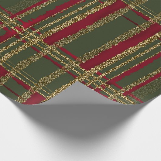 Weihnachtsrot, Grün & Glitzer Weihnachtsfest Tarta Geschenkpapier (Ecke)