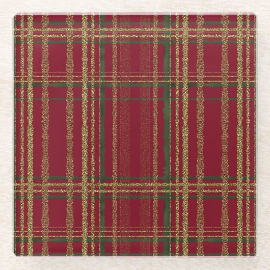 Weihnachtsrot, Grün & Glitzer Weihnachtsfest Tarta Glasuntersetzer (Vorderseite)