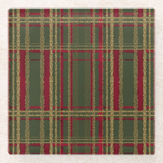 Weihnachtsrot, Grün & Glitzer Weihnachtsfest Tarta Glasuntersetzer (Vorderseite)