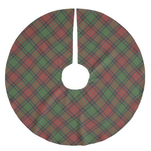 Weihnachtsrot grün schwarzes Karomuster klassisch Polyester Weihnachtsbaumdecke (Vorderseite)