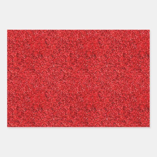 Weihnachtsrot, Grün & Silberne Imitat Glitzer Glos Geschenkpapier Set (Vorderseite)