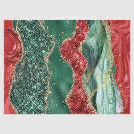 Weihnachtsrot, Grün und Gold Glitzer Agate Seidenpapier