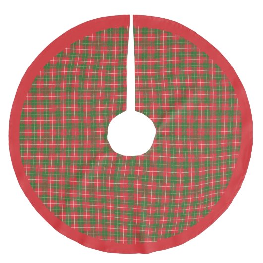 Weihnachtsrot, Grün, Weiß Kariert Polyester Weihnachtsbaumdecke (Vorderseite)