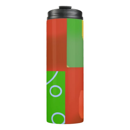 Weihnachtsrot Grüne Geometrie Thermosbecher (Vorderseite)