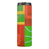Weihnachtsrot Grüne Geometrie Thermosbecher (Rückseite)