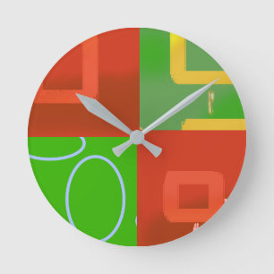 Weihnachtsrot Grüne Geometrische  Runde Wanduhr