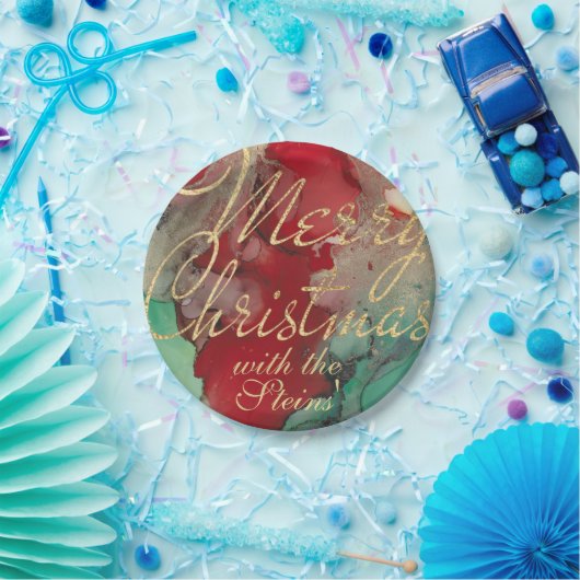 Weihnachtsrot, Grüne Golds Pappteller (Party)