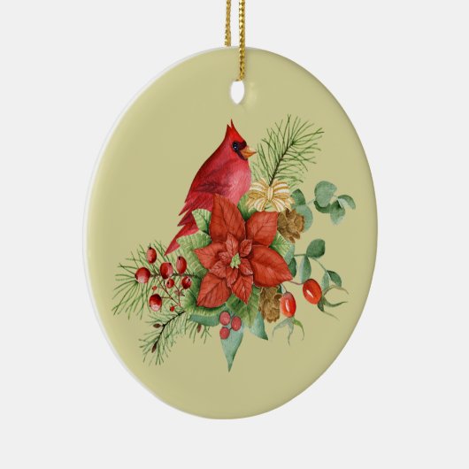 Weihnachtsrot-Kardinal Keramik Ornament (Rechts)