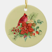 Weihnachtsrot-Kardinal Keramik Ornament (Vorne)