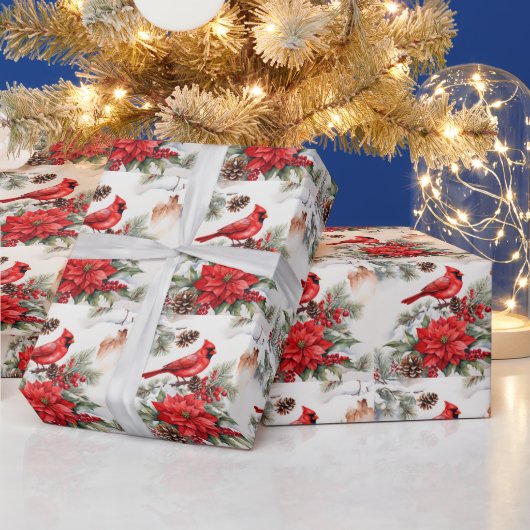 Weihnachtsrot-Kardinal, Poinsettia Geschenkpapier (Feiertage)