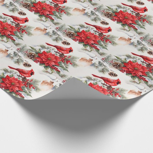Weihnachtsrot-Kardinal, Poinsettia Geschenkpapier (Ecke)