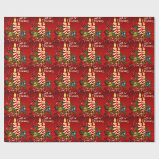 Weihnachtsrot, Kerzen, Pinecones Geschenkpapier (Flach)