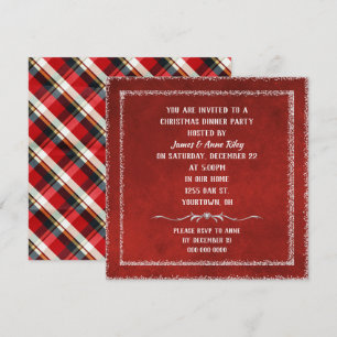 Weihnachtsrot mit Glitzer einladen Einladung