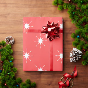 Weihnachtsrot mit weißen Sternen Geschenkpapier
