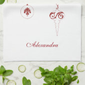 Weihnachtsrot Monogram Bauble Ornamente Name Geschirrtuch (Gefaltet)