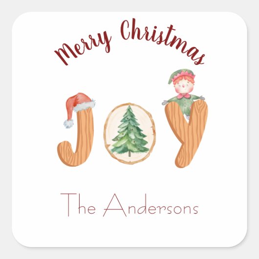 Weihnachtsrot Quadratischer Aufkleber (Vorderseite)