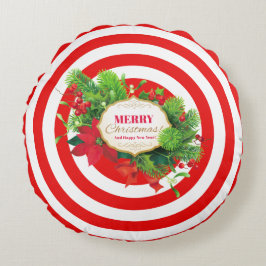Weihnachtsrot Streifen Rundkissen Rundes Kissen