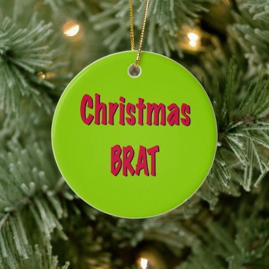 Weihnachtsrot und Brat Green Keramik Ornament (Baum)