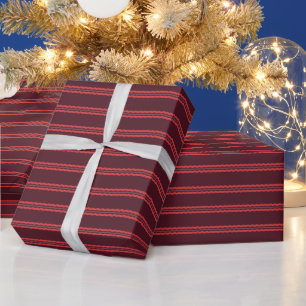 Weihnachtsrot und Burgunderrote wellige Streifen F Geschenkpapier