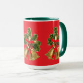 Weihnachtsrot und Festgrün Tasse (VorderseiteRechts)