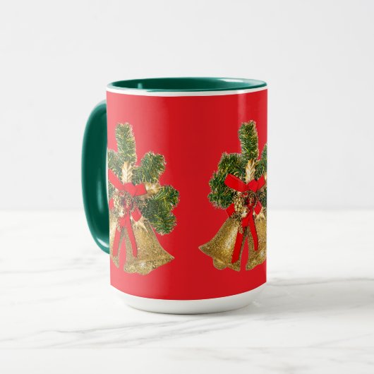 Weihnachtsrot und Festgrün Tasse (Vorderseite Links)