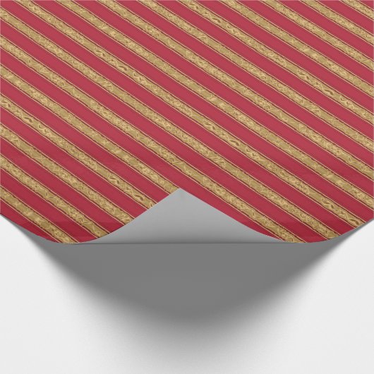 Weihnachtsrot und Gelbe Streifen Geschenkpapier (Ecke)
