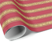 Weihnachtsrot und Gelbe Streifen Geschenkpapier (Rolleneckpunkt)