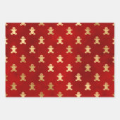 Weihnachtsrot und Gold Gingerbrot Mann Geschenkpapier Set (Vorderseite 2)
