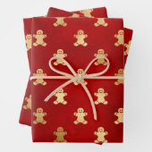 Weihnachtsrot und Gold Gingerbrot Mann Geschenkpapier Set (Beispiel)