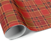 Weihnachtsrot und Gold Kariert Geschenkpapier (Rolleneckpunkt)