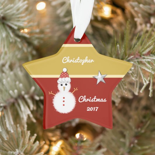 Weihnachtsrot und Goldschneemann Großkind Ornament (Baum)