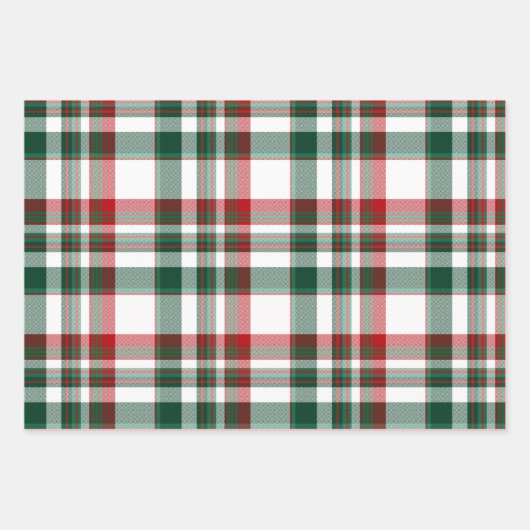 Weihnachtsrot und Grün Kariert Geschenkpapier Set (Vorderseite)