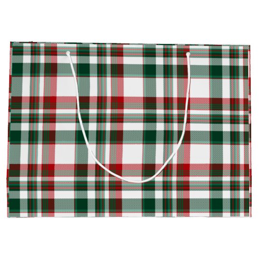 Weihnachtsrot und Grün Kariert Große Geschenktüte (Rückseite)