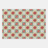 Weihnachtsrot und Grün Klassisches Patchwork-Muste Geschenkpapier Set (Vorderseite 3)