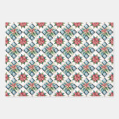 Weihnachtsrot und Grün Klassisches Patchwork-Muste Geschenkpapier Set (Vorderseite 2)