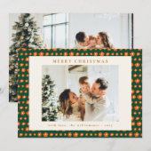 Weihnachtsrot und grüne Boho Blume Zwei Fotos Feiertagskarte (Vorne/Hinten)