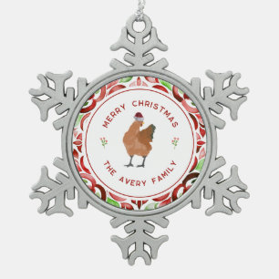 Weihnachtsrot und grüne Farbe Schneeflocken Zinn-Ornament