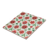 Weihnachtsrot und grüne Poinsettia Blumen Fliese (Seite)