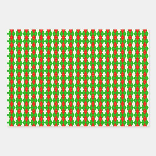 Weihnachtsrot und grüne Raute Geschenkpapier Set (Vorderseite 2)