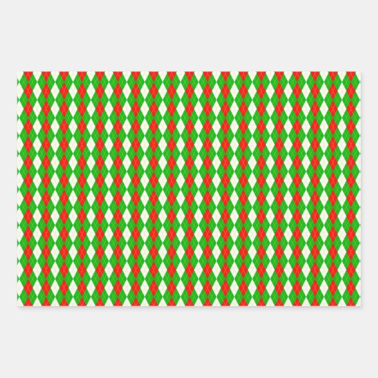 Weihnachtsrot und grüne Raute Geschenkpapier Set (Vorderseite)