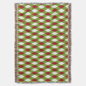 Weihnachtsrot und Grüne Raute Harlequin Pattern Decke (Vorderseite Vertikal)
