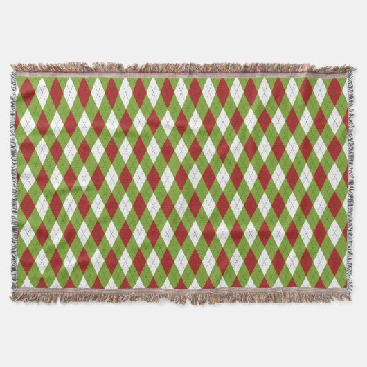 Weihnachtsrot und Grüne Raute Harlequin Pattern Decke (Vorderseite)