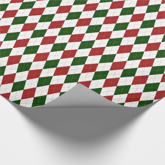 Weihnachtsrot und Grüne Raute Harlequin Pattern Geschenkpapier (Ecke)