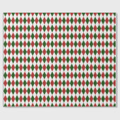 Weihnachtsrot und Grüne Raute Harlequin Pattern Geschenkpapier (Flach)