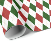 Weihnachtsrot und Grüne Raute Harlequin Pattern Geschenkpapier (Rolleneckpunkt)
