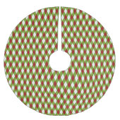 Weihnachtsrot und Grüne Raute Harlequin Pattern Polyester Weihnachtsbaumdecke (Vorderseite)