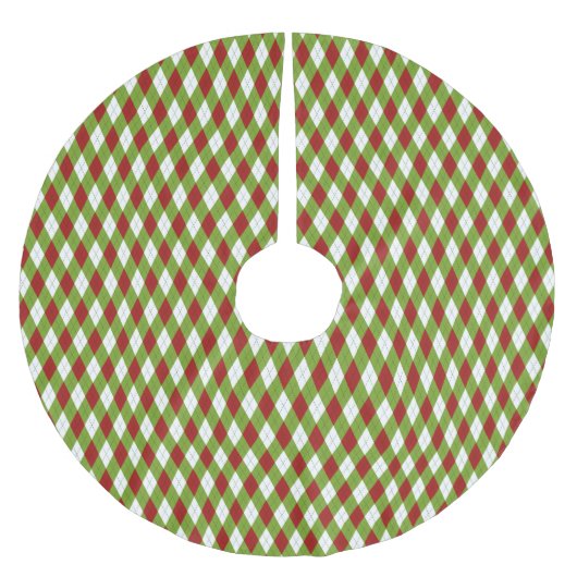 Weihnachtsrot und Grüne Raute Harlequin Pattern Polyester Weihnachtsbaumdecke (Vorderseite)